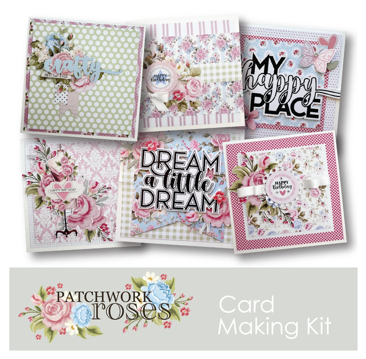 Uniquely Creative Patchwork Roses Card Making Kit