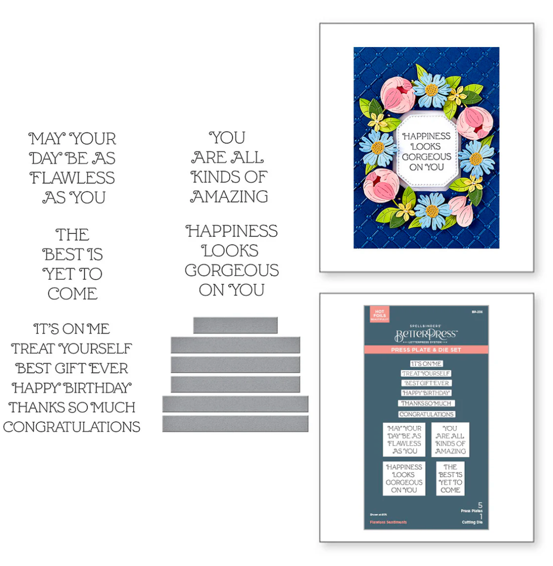 Spellbinders Flawless Sentiments Press Plate & Die Set