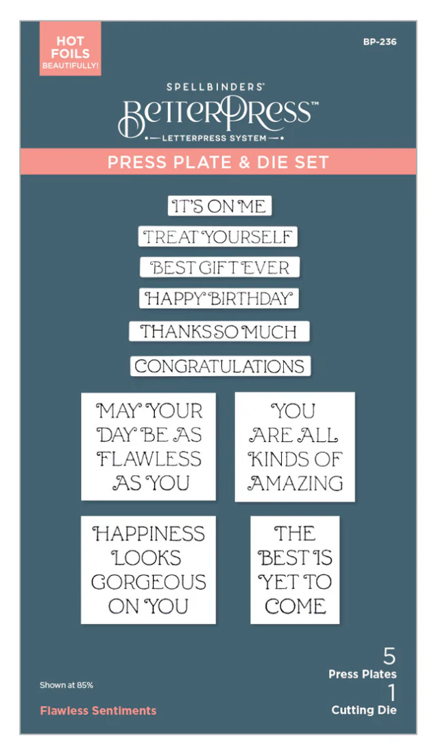 Spellbinders Flawless Sentiments Press Plate & Die Set