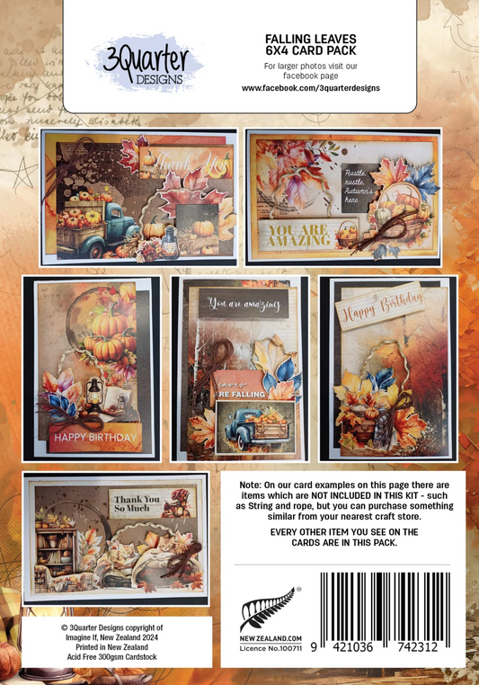 3Quarter Designs Falling Leaves 6x4 Card Pack