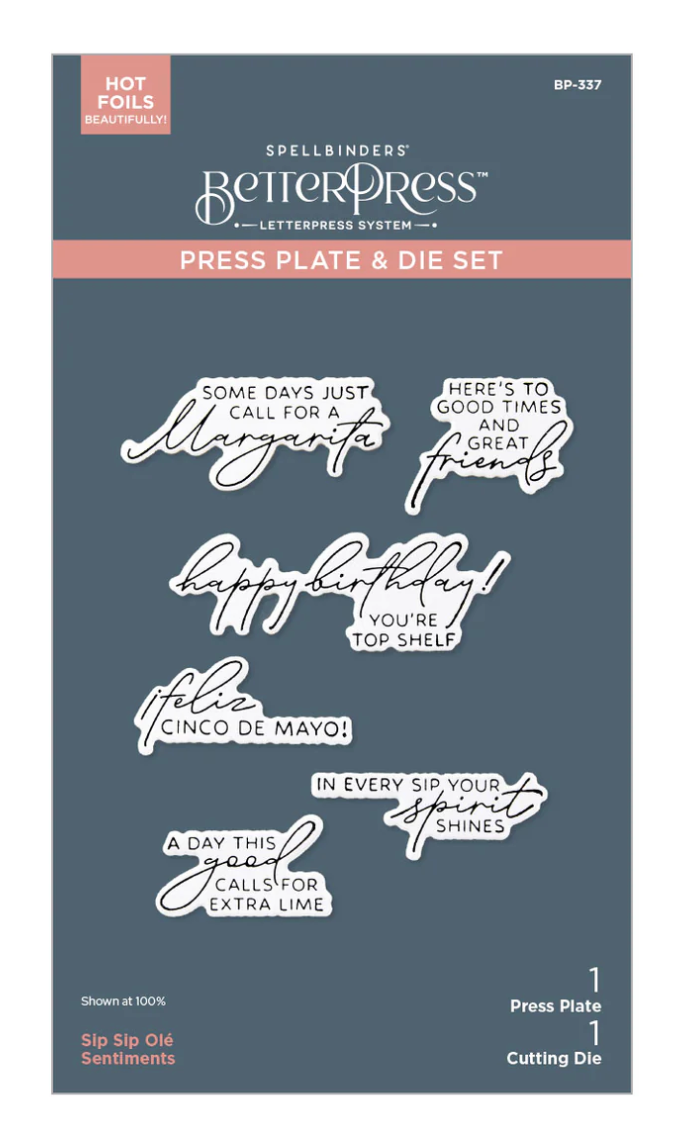 Spellbinders Happier Hour BetterPress Sentiments Bundle