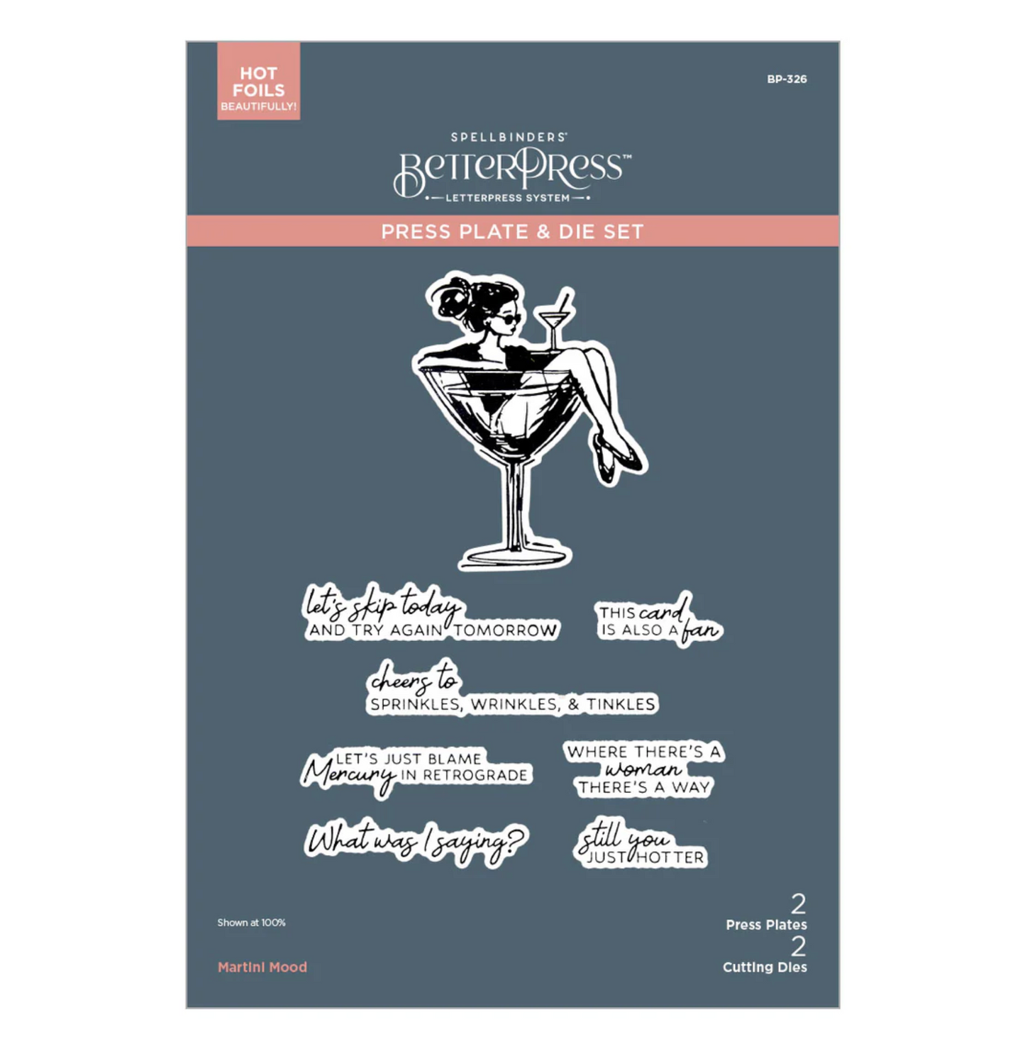 Spellbinders Martini Mood BetterPress Plate & Die Set