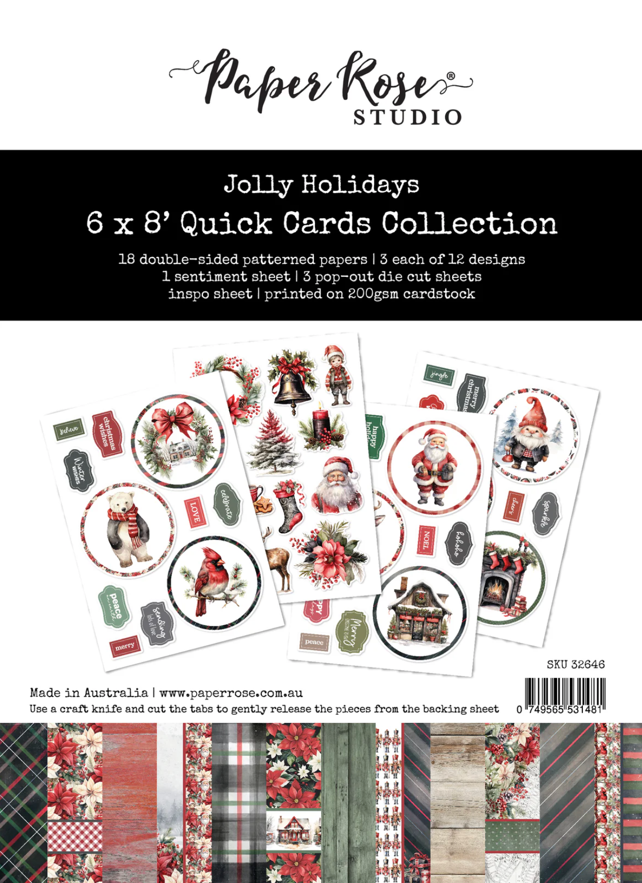 Paper Rose Studio Jolly Holidays 6x8" Quick Cards Collection