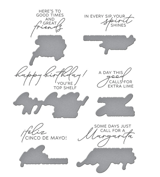 Spellbinders Sip Sip Ole Sentiments BetterPress Plate & Die Set