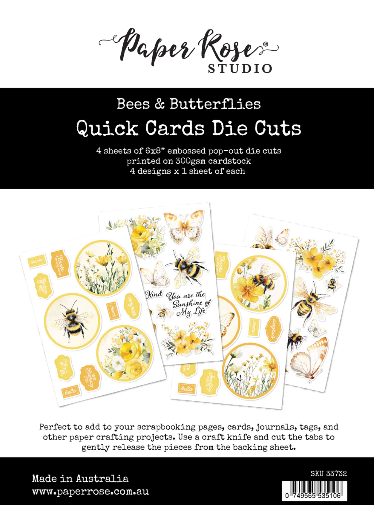 Paper Rose Studio Bees & Butterflies Quick Cards Die Cuts