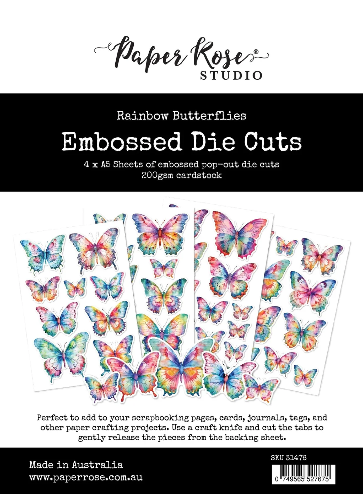 Paper Rose Studio Rainbow Garden Butterflies Embossed Die Cuts