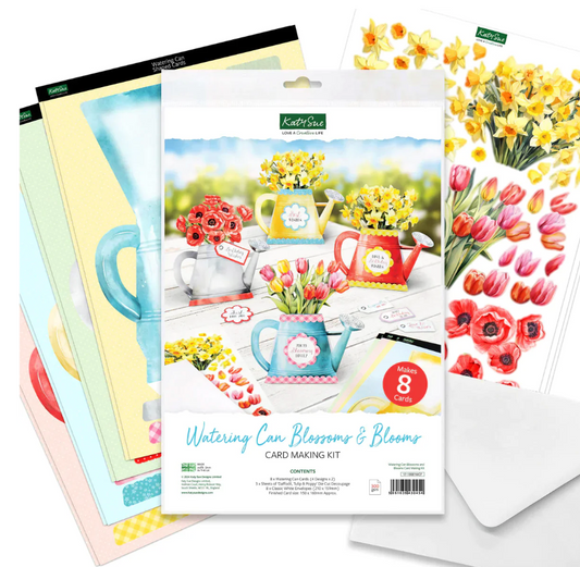 Katy Sue Watering Can Blossoms and Blooms, Card Making Kit
