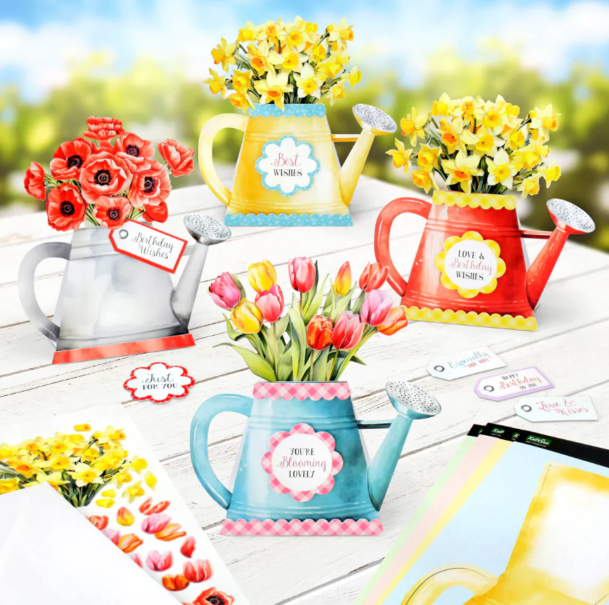 Katy Sue Watering Can Blossoms and Blooms, Card Making Kit
