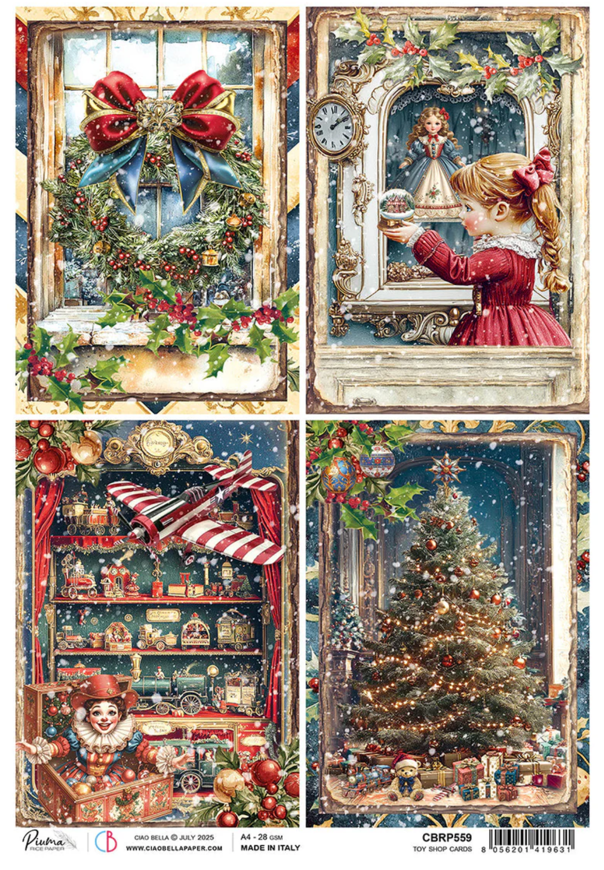 Ciao Bella Rice Paper A4 Toy Shop Cards - 5 Sheets