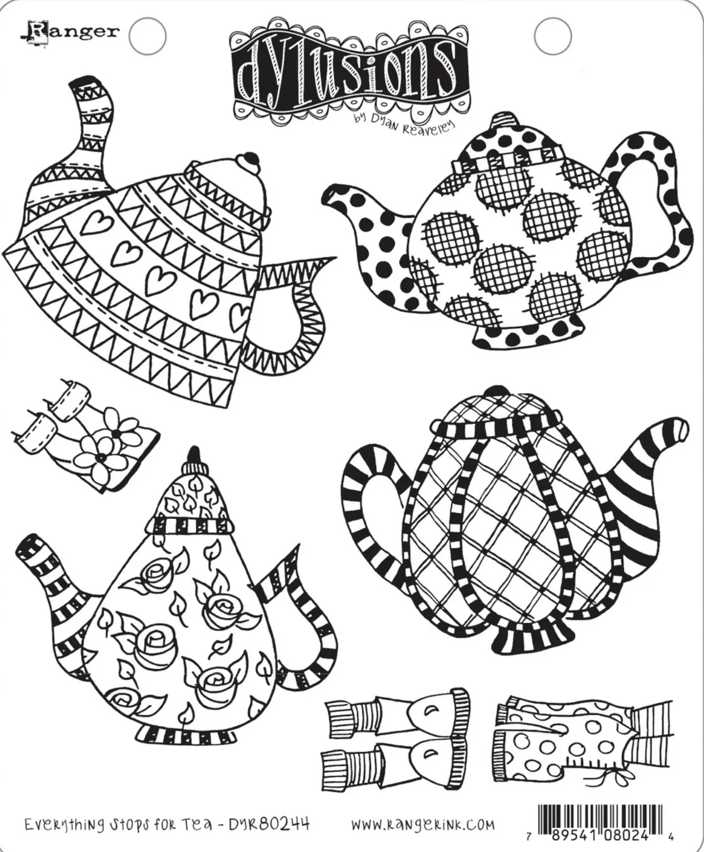 Dylusions Everything Stops for Tea Rubber Cling Stamps