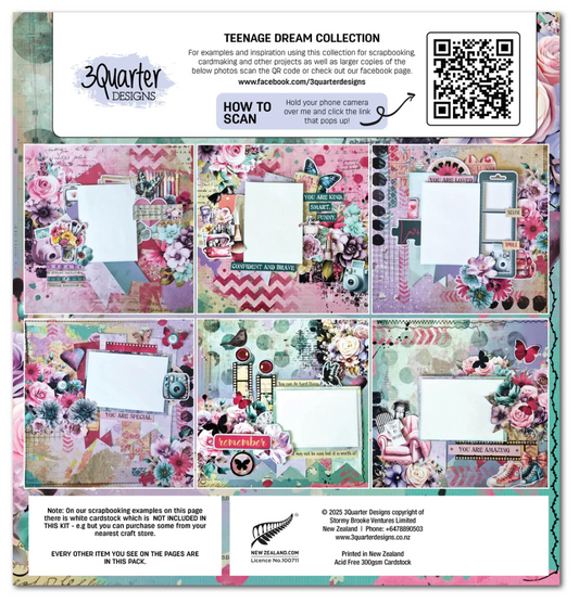 3Quarter Designs Teenage Dream 12x12 Design Paper & Diecuts Set