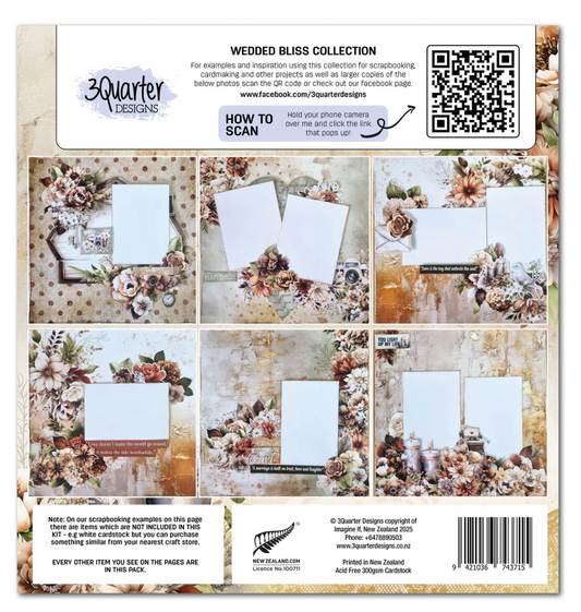 3Quarter Designs Wedded Bliss 12x12 Design Paper & Diecuts Set