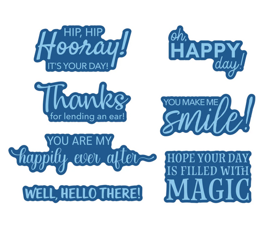 Spellbinders Classic Mouse Happy Sentiments Press + Foil Plate & Die Set