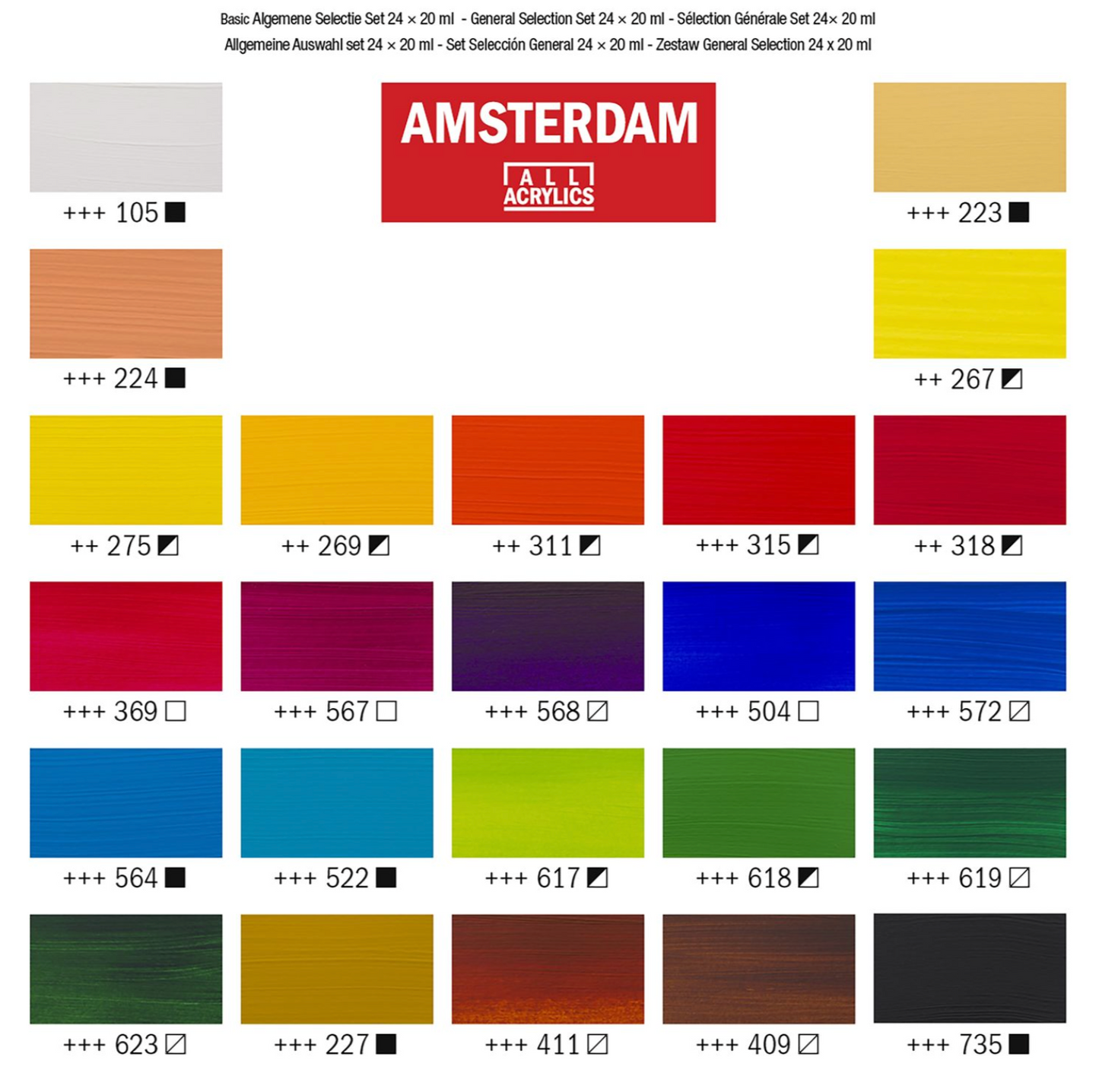 Amsterdam Standard Acrylic Paint Set 20ml 24/Pkg