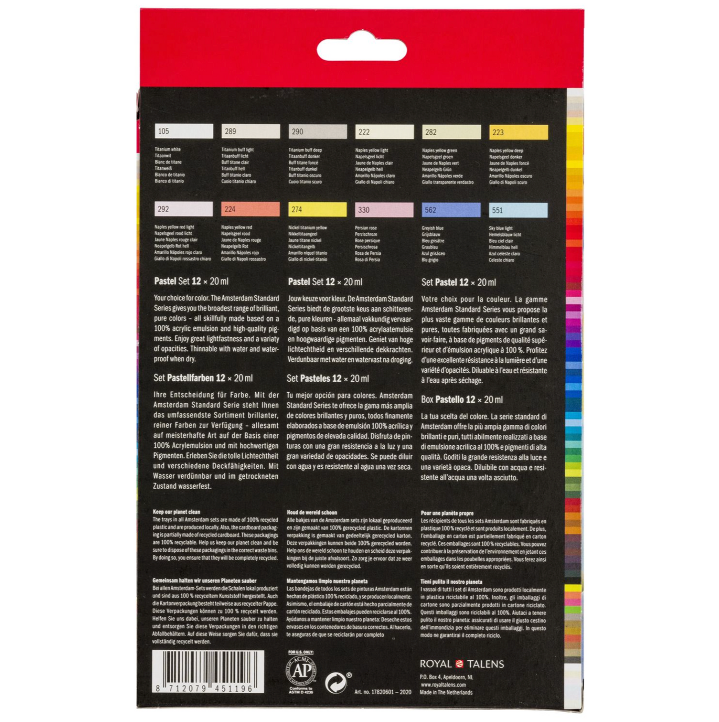 Amsterdam Standard Acrylic Paint Set 20ml 12/Pkg