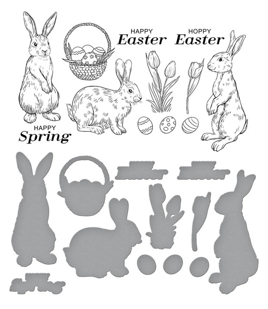 Spellbinders Spring Bunnies Press Plate & Die Set