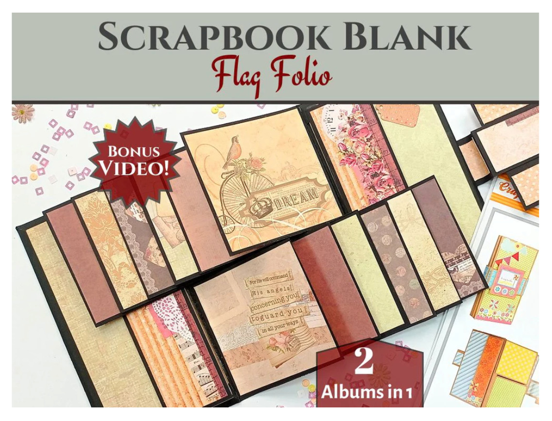 CrafTreat Scrapbook Blanks - Flag Folio - Black & Kraft Color