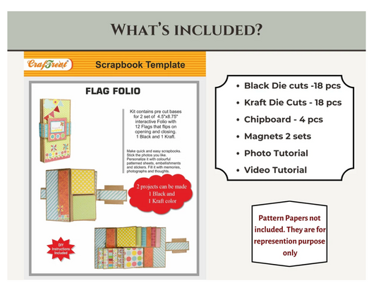 CrafTreat Scrapbook Blanks - Flag Folio - Black & Kraft Color