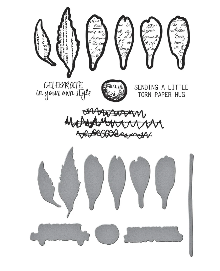 Spellbinders Sculpted Scripted Floral Clear Stamp & Die Set