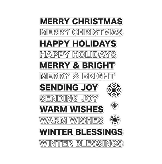Hero Arts Offset Holiday Messages Clear Stamp Set