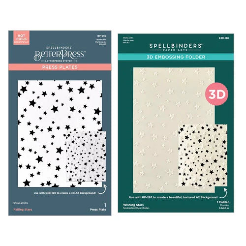 Spellbinders Wishing and Falling 3D Embossing Folder and BetterPress Bundle