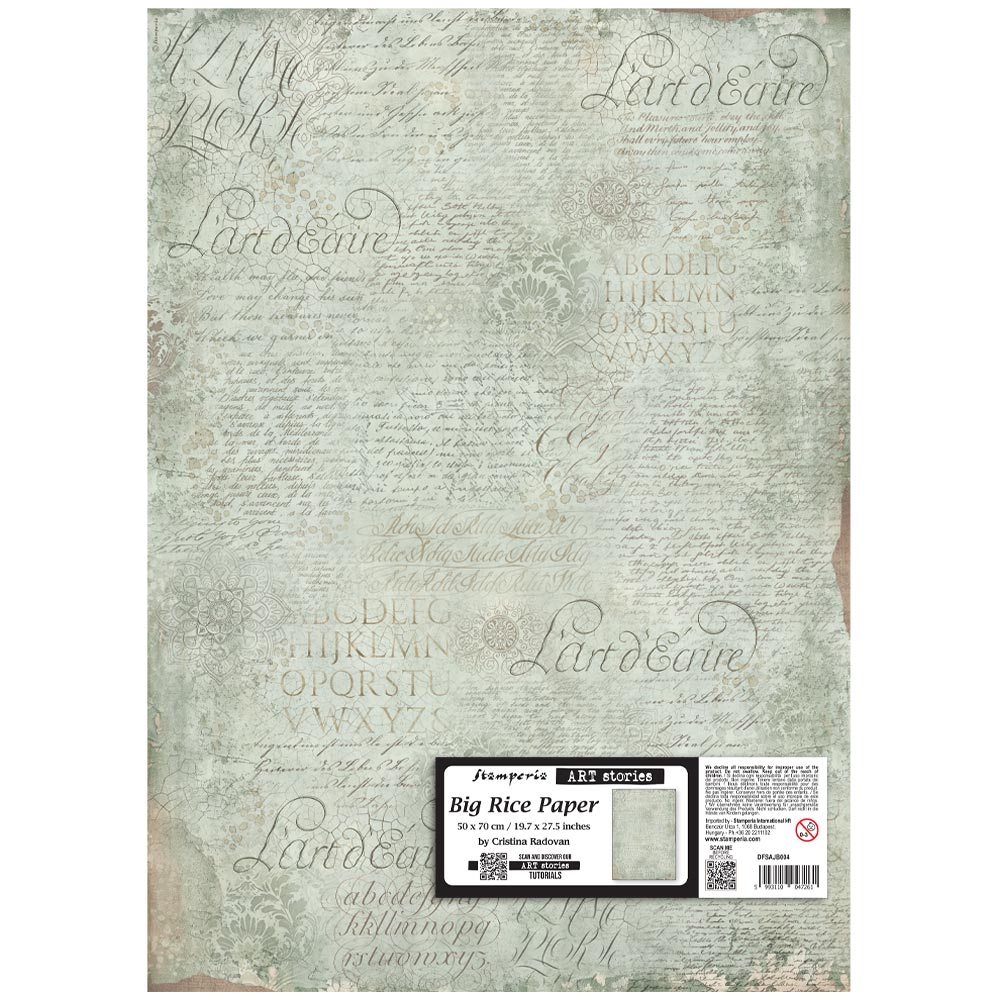 bluish brown script rice paper sheet