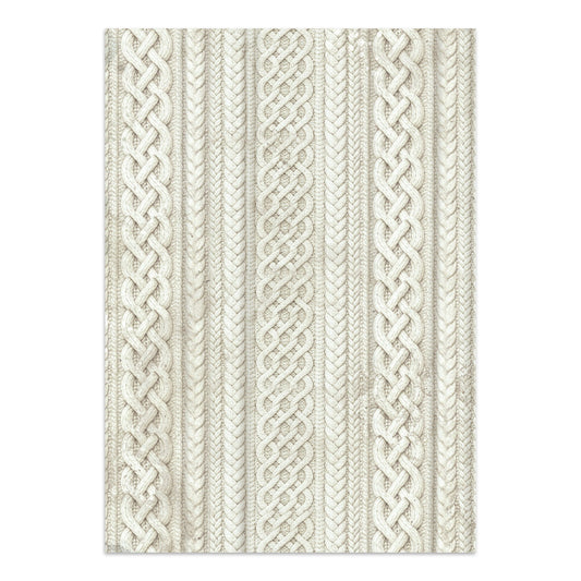 Textured patterned rug paper with braided design on a white background