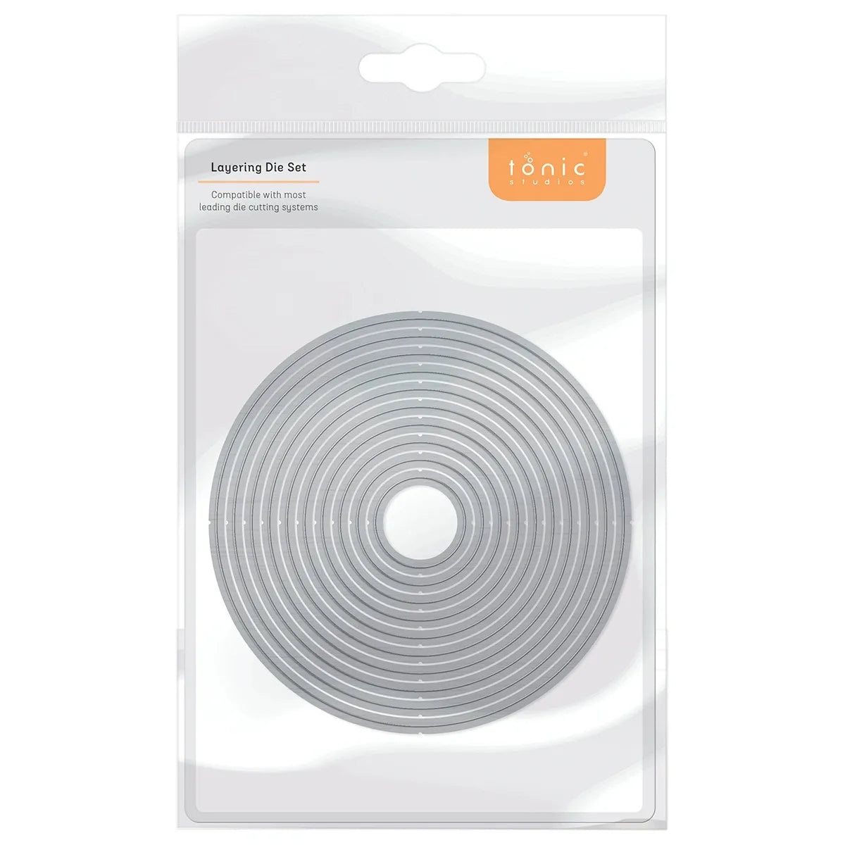 Tonic Layering Die Set packaging with clear window showing circular die