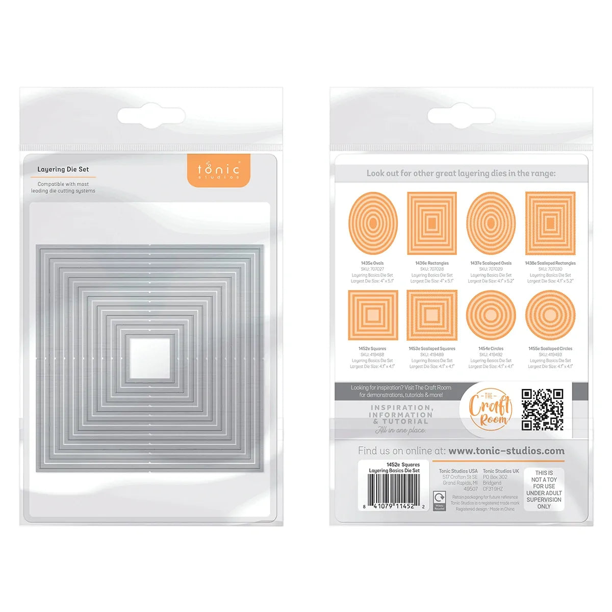 Package of square of Tonic Studios die sets on a white background