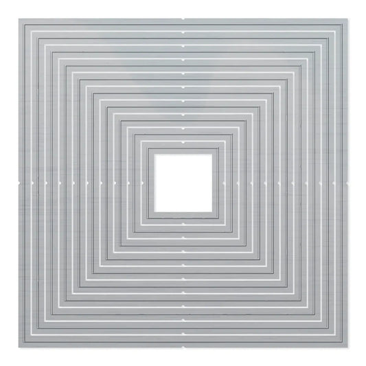 Geometric pattern of concentric squares with a central white square on a gray background