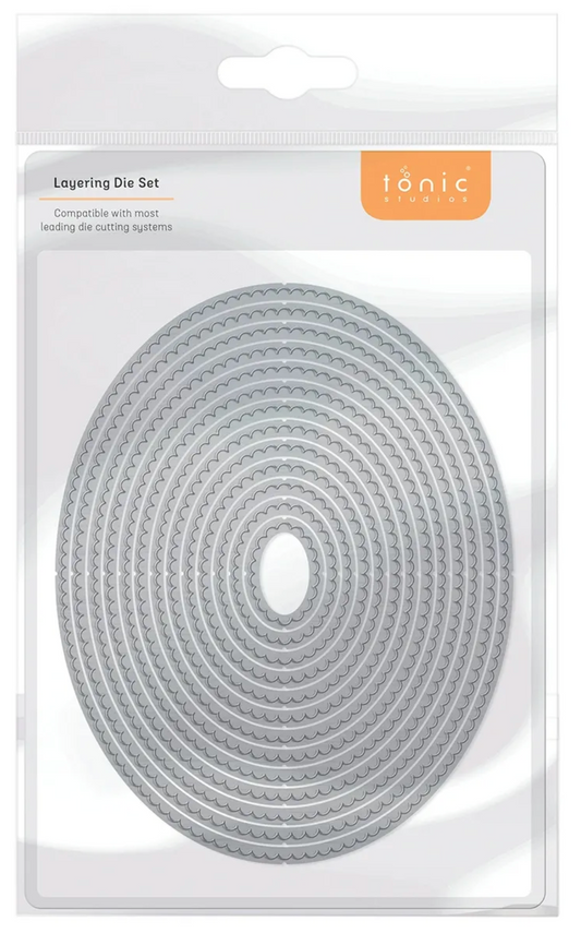 Tonic Studio Layering Scalloped Oval Die Set - nesting die set for paper crafting