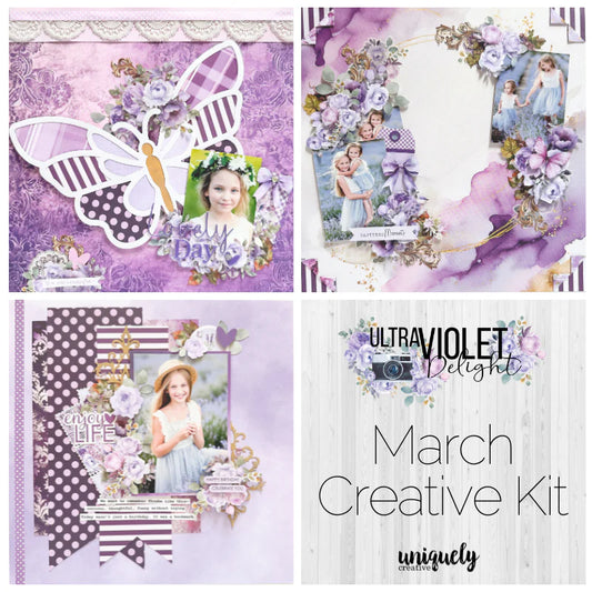 Ultra purple floral scrapbooking kit