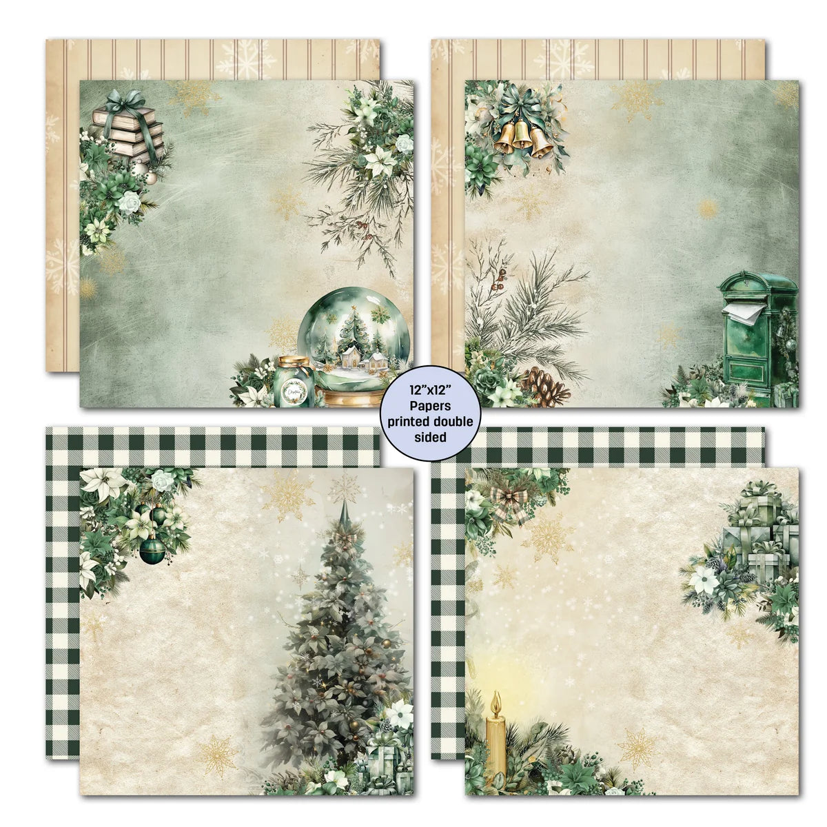 3Quarter Designs Pine Festivities 12x12 Designer Paper & Diecuts Set