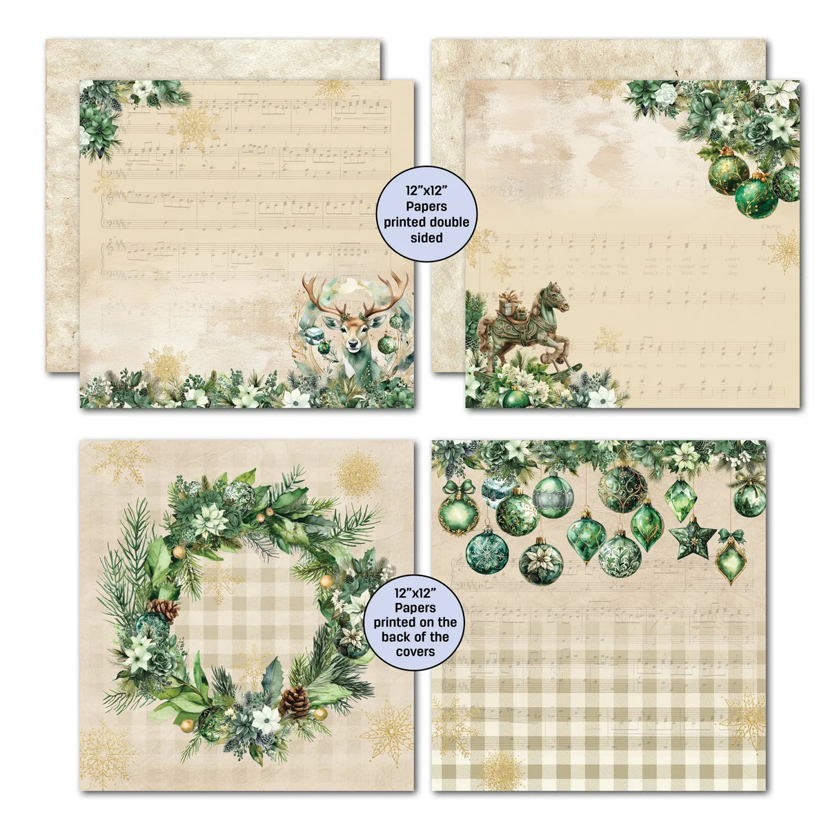 3Quarter Designs Pine Festivities 12x12 Designer Paper & Diecuts Set