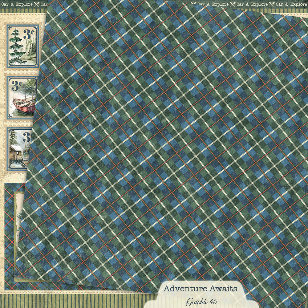 plaid patterned paper from adventure awaits graphic 45