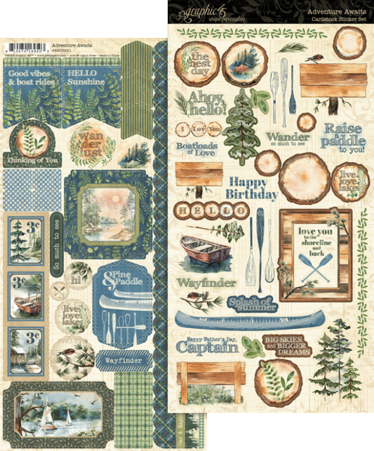 adventure awaits wood themed stickers from Graphic 45