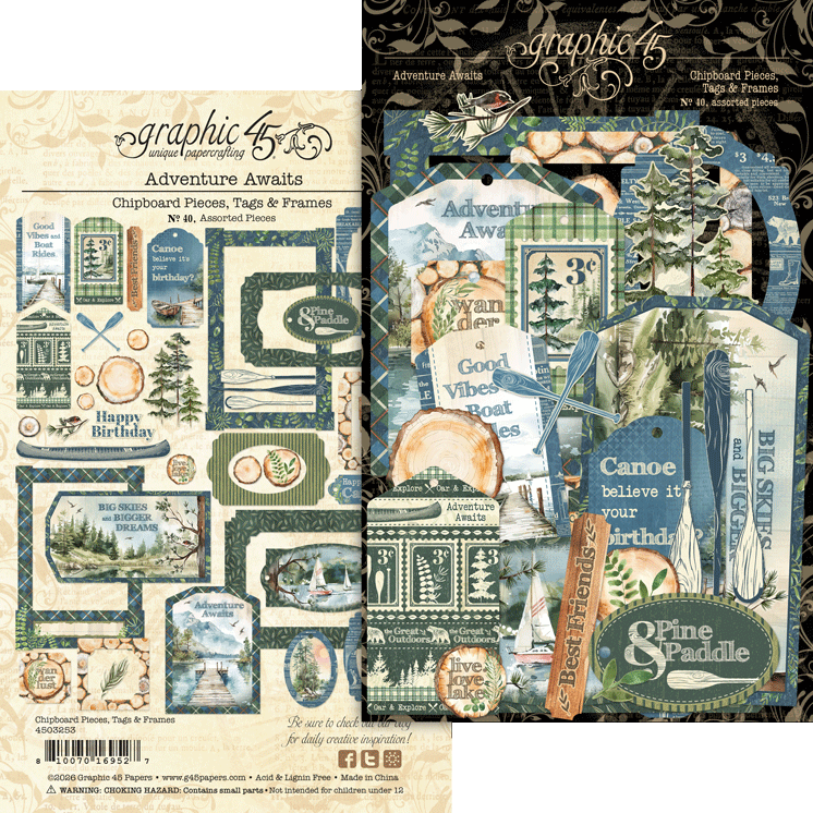 graphic 45 lake vibe chipboard assortment in packaging
