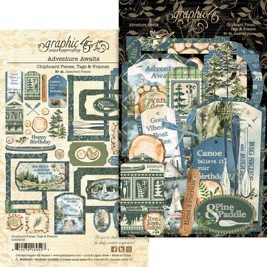 graphic 45 lake vibe chipboard assortment in packaging