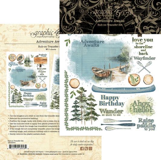 adventure awaits rub on transfers packaging graphic 45