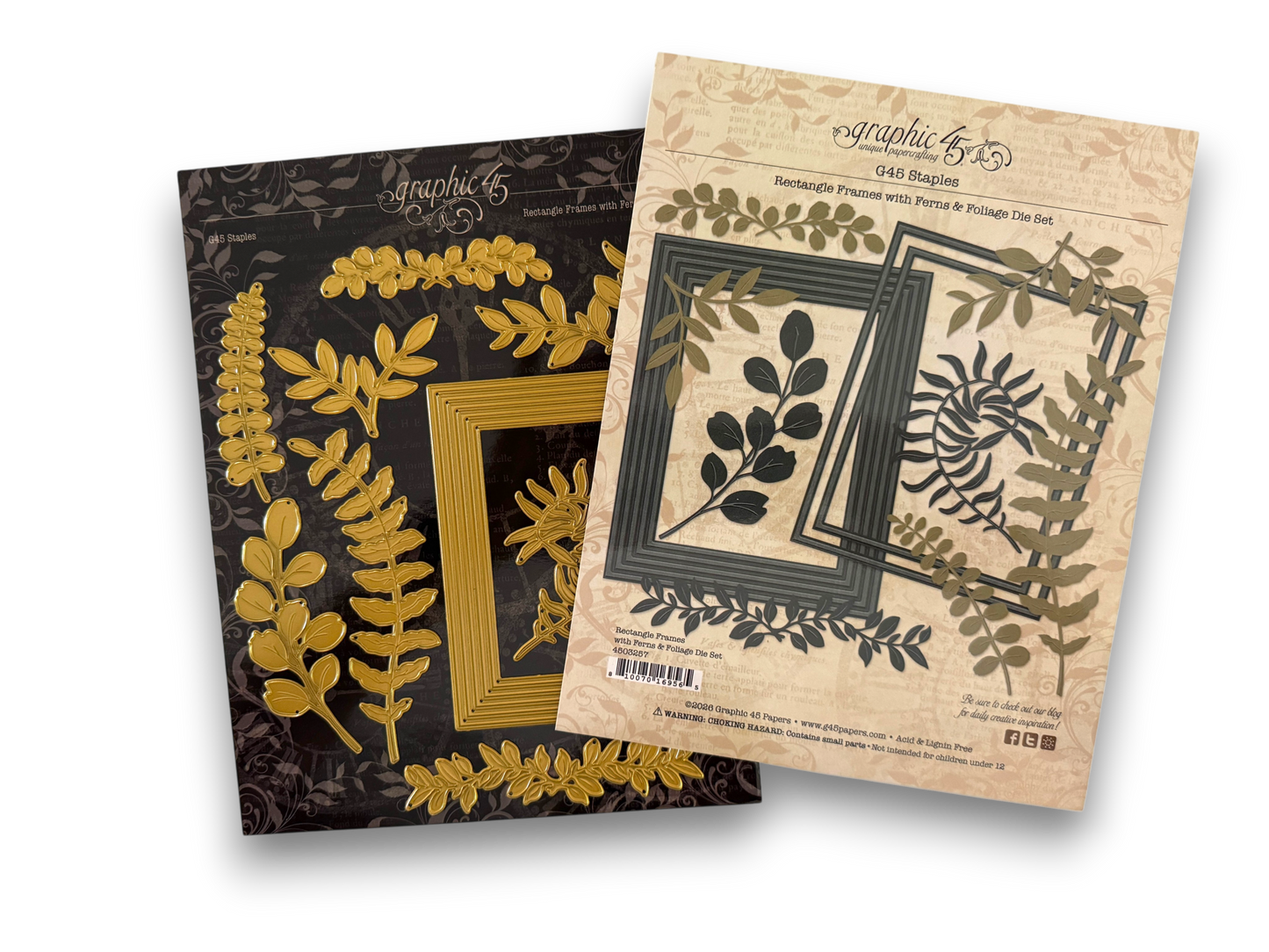 package of graphic 45 metal dies with floral and frame patterns on a black background.