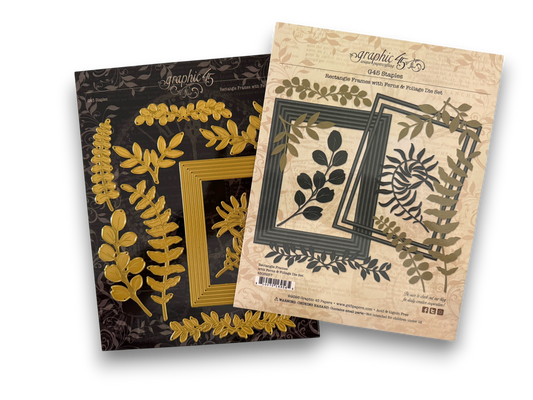 package of graphic 45 metal dies with floral and frame patterns on a black background.