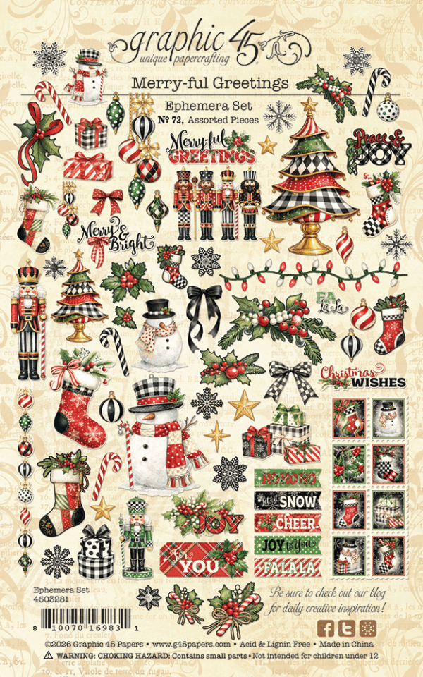 Graphic 45 Merry-ful Greetings Ephemera Set