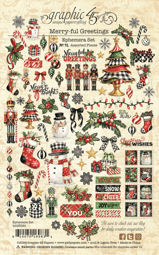 Graphic 45 Merry-ful Greetings Ephemera Set