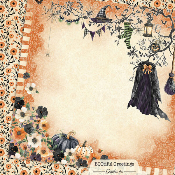 Graphic 45 Bootiful Greetings 12x12 Cardstock by the Sheet
