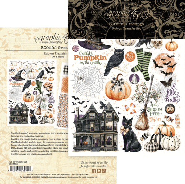 Graphic 45 BOOtiful Greetings Rub-on Transfers