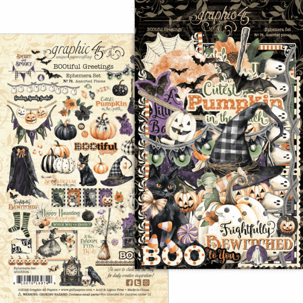 Graphic 45 BOOtiful Greetings Ephemera Set