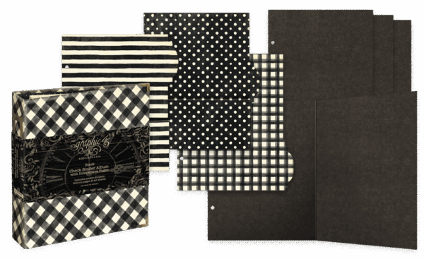 Graphic 45 Check Binder Album with Interactive Pages — Black