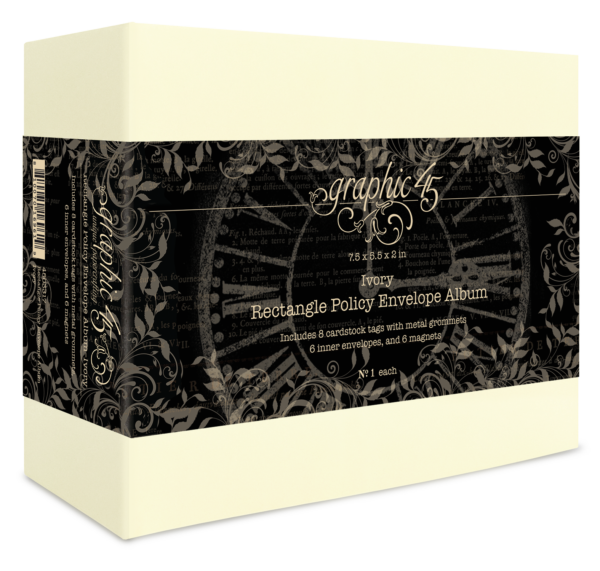 Graphic 45 Rectangle Policy Envelope Album — Ivory