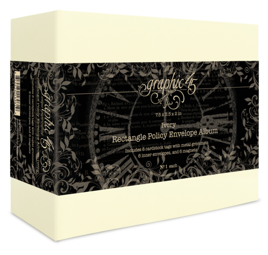 Graphic 45 Rectangle Policy Envelope Album — Ivory