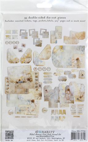 Set of double-sided die-cut pieces with various shapes and textures on a white background.